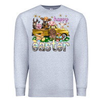 Heather Grey Happy Easter truck with farm animals Easter Day Premium Sweatshirt - HowdyJamesFarm