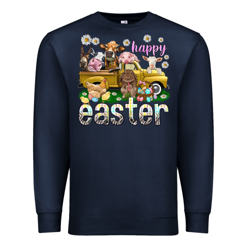 Happy Easter Truck With Farm Animals Easter Day Premium Sweatshirt by HowdyJamesFarm | Teevron