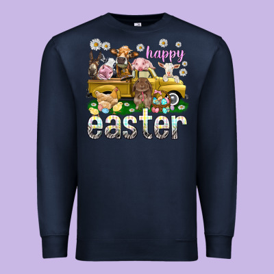 Happy Easter Truck With Farm Animals Easter Day Premium Sweatshirt Designed By Howdyjamesfarm