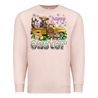 Pale Pink Happy Easter truck with farm animals Easter Day Premium Sweatshirt - HowdyJamesFarm