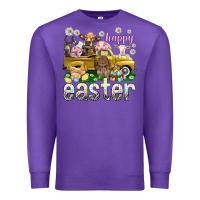 Purple Happy Easter truck with farm animals Easter Day Premium Sweatshirt - HowdyJamesFarm