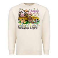 Sandshell Happy Easter truck with farm animals Easter Day Premium Sweatshirt - HowdyJamesFarm