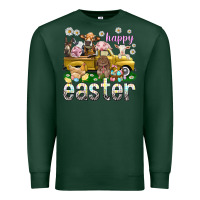 Sports Green Happy Easter truck with farm animals Easter Day Premium Sweatshirt - HowdyJamesFarm