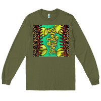 Army Green softball leopard Long Sleeve Tee - NancyCooperArtShop