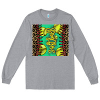 Heather Grey softball leopard Long Sleeve Tee - NancyCooperArtShop