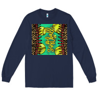 Navy softball leopard Long Sleeve Tee - NancyCooperArtShop