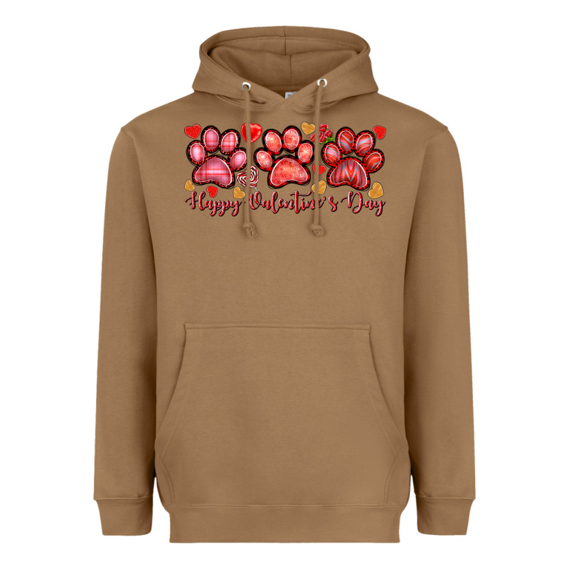 Happy Valentine's Day Paws Valentine's Day Heavyweight Hoodie by HowdyJamesFarm | Teevron