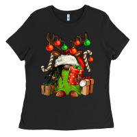 Black christmas afro gnomes Ladies Tee - FaDigitalArtStudio
