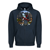 Navy Black Angus Family Zipper Hoodie - RanaPortraitStore