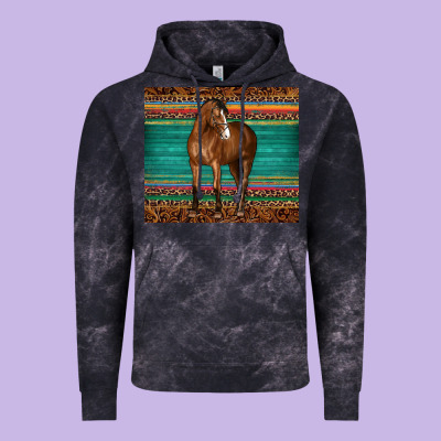 Western Horse Serape  Leather Leopard Vintage Hoodie Designed By Barkaloodesign