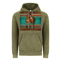 Vintage Olive western horse serape  leather leopard Vintage Hoodie - BarkalooDesign