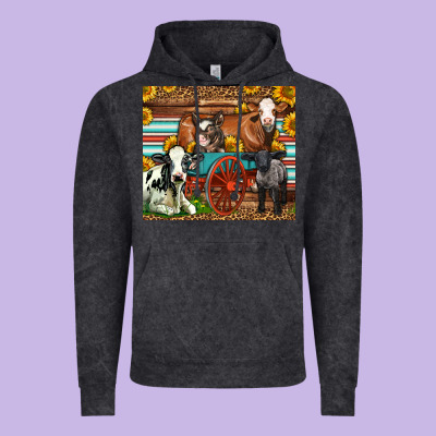 Farm Animals On An Old Wagon Vintage Hoodie Designed By Lillyallendesigns