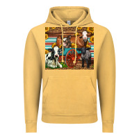 Vintage Mustard Farm Animals On An Old Wagon Vintage Hoodie - LillyAllenDesigns