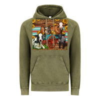 Vintage Olive Farm Animals On An Old Wagon Vintage Hoodie - LillyAllenDesigns