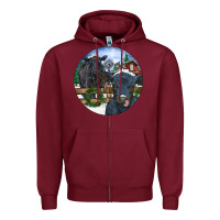 Burgundy Black Angus Cattle and Calf Christmas Zipper Hoodie - RanaPortraitStore
