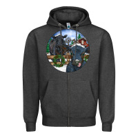 Charcoal Heather Black Angus Cattle and Calf Christmas Zipper Hoodie - RanaPortraitStore