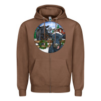 Chestnut Black Angus Cattle and Calf Christmas Zipper Hoodie - RanaPortraitStore
