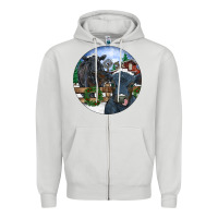 Dove Grey Black Angus Cattle and Calf Christmas Zipper Hoodie - RanaPortraitStore