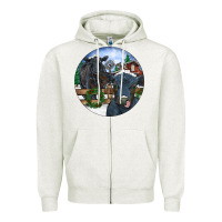 Oatmeal Heather Black Angus Cattle and Calf Christmas Zipper Hoodie - RanaPortraitStore