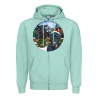 Seafoam Black Angus Cattle and Calf Christmas Zipper Hoodie - RanaPortraitStore