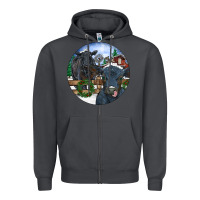 Smoke Black Angus Cattle and Calf Christmas Zipper Hoodie - RanaPortraitStore