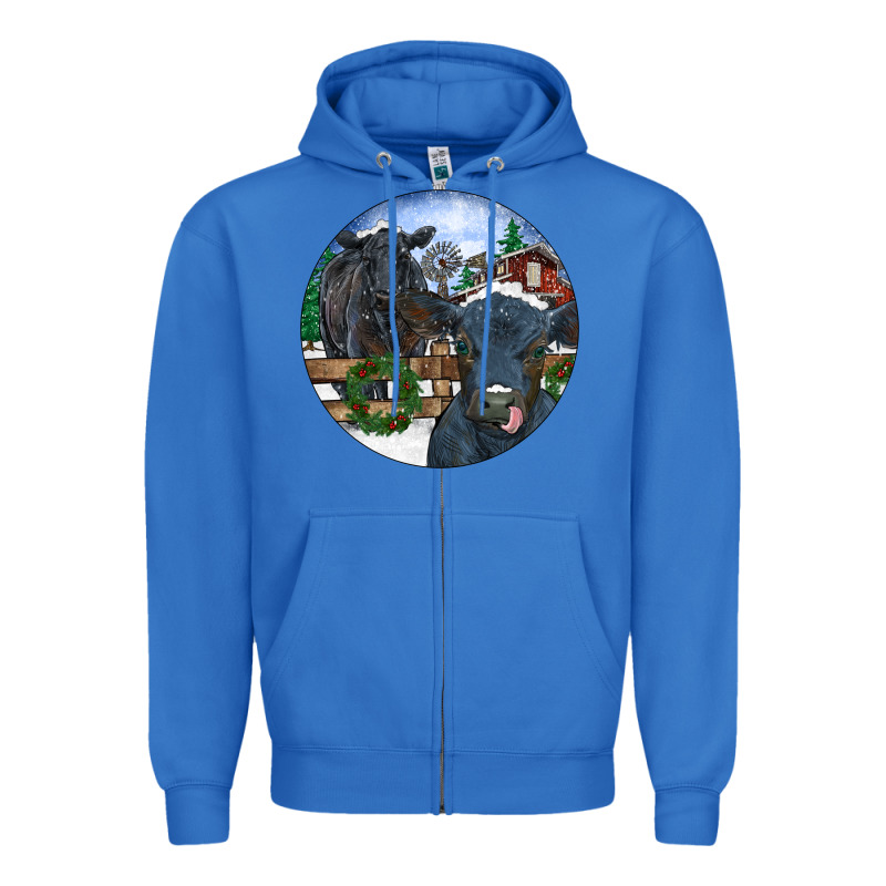 Black Angus Cattle And Calf Christmas Zipper Hoodie by RanaPortraitStore | Teevron