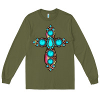 Army Green gemstone cross Long Sleeve Tee - JahusDesignShop