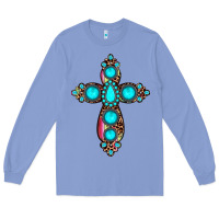 Colony Blue gemstone cross Long Sleeve Tee - JahusDesignShop