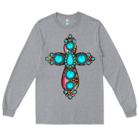Heather Grey gemstone cross Long Sleeve Tee - JahusDesignShop