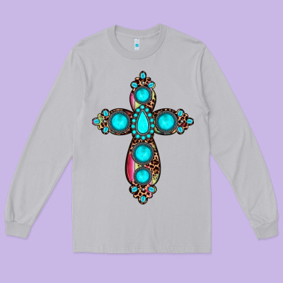 Gemstone Cross Long Sleeve Tee Designed By Jahusdesignshop