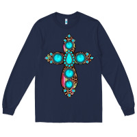 Navy gemstone cross Long Sleeve Tee - JahusDesignShop