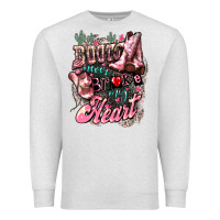 Oatmeal Heather Boots never broke my heart Premium Sweatshirt - HowdyJamesFarm