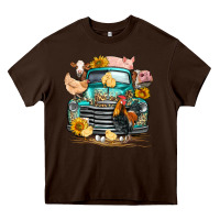 Chocolate Brown farm truck farm animals Heavy Core Tee - FaDigitalArtStudio