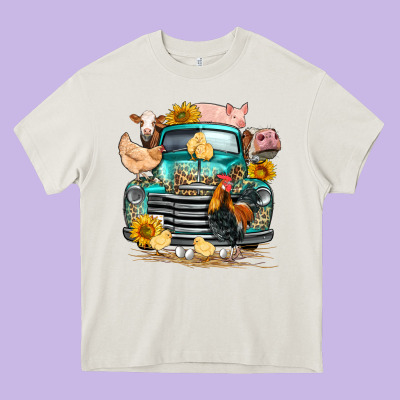 Farm Truck Farm Animals Heavy Core Tee Designed By Fadigitalartstudio