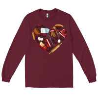 Burgundy bake tools hearts Long Sleeve Tee - NancyCooperArtShop