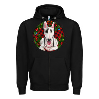 Black Christmas Bull Terrier Zipper Hoodie - RanaPortraitStore