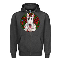 Charcoal Heather Christmas Bull Terrier Zipper Hoodie - RanaPortraitStore