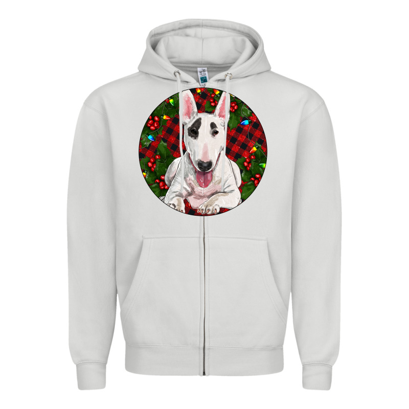 Christmas Bull Terrier Zipper Hoodie by RanaPortraitStore | Teevron