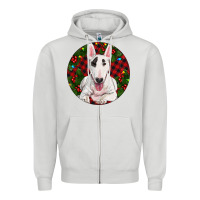 Dove Grey Christmas Bull Terrier Zipper Hoodie - RanaPortraitStore