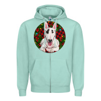 Seafoam Christmas Bull Terrier Zipper Hoodie - RanaPortraitStore