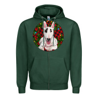 Sports Green Christmas Bull Terrier Zipper Hoodie - RanaPortraitStore