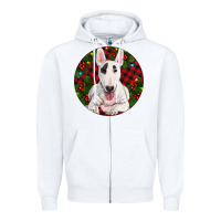 White Christmas Bull Terrier Zipper Hoodie - RanaPortraitStore
