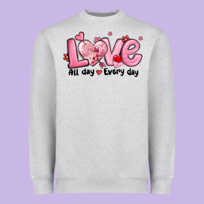 Love All Day Every Day Heavyweight Sweatshirt Designed By Maliassmallbusiness