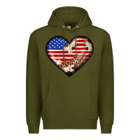 Army Green western usa flag heart Premium Hoodie - JahusDesignShop