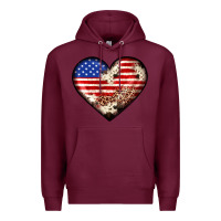 Burgundy western usa flag heart Premium Hoodie - JahusDesignShop