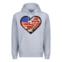 Heather Grey western usa flag heart Premium Hoodie - JahusDesignShop