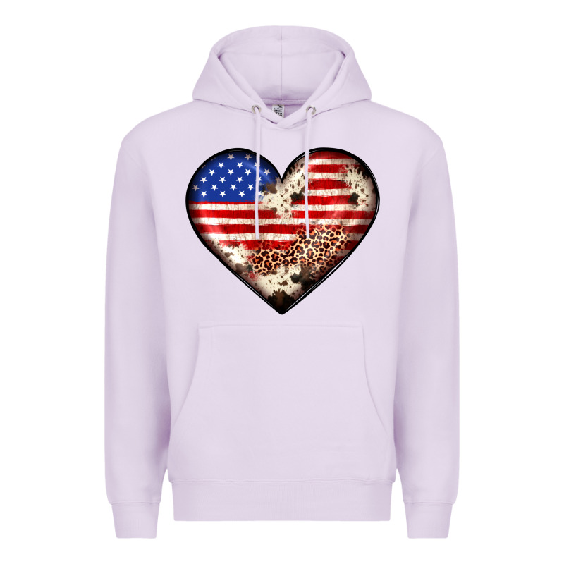 Western Usa Flag Heart Premium Hoodie by JahusDesignShop | Teevron