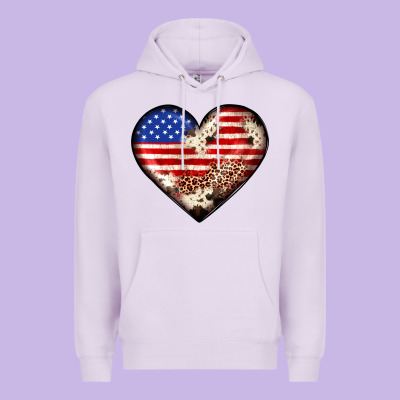 Western Usa Flag Heart Premium Hoodie Designed By Jahusdesignshop