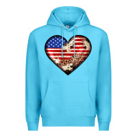 Ocean Blue western usa flag heart Premium Hoodie - JahusDesignShop
