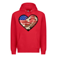 Red western usa flag heart Premium Hoodie - JahusDesignShop